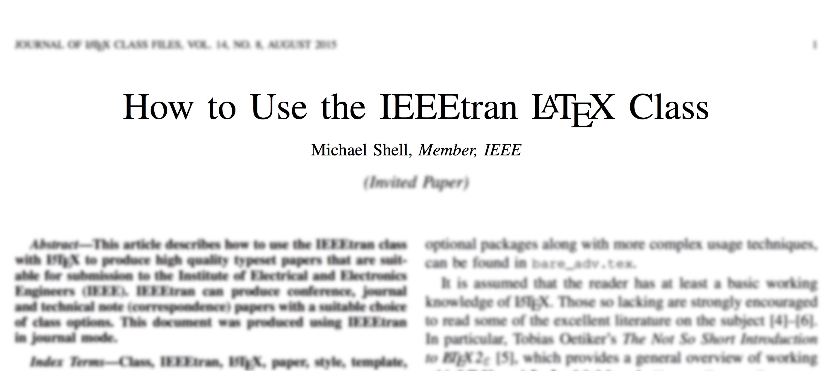 บันทึกการใช้คลาส IEEEtran บน LaTeX สำหรับ IEEE conference paper [1]